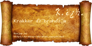 Krakker Ábrahám névjegykártya